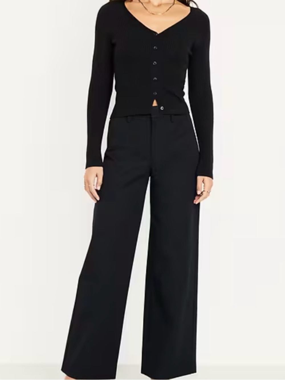 Old Navy Black  high rise pixie Wide-Leg Women's Pants size L tall